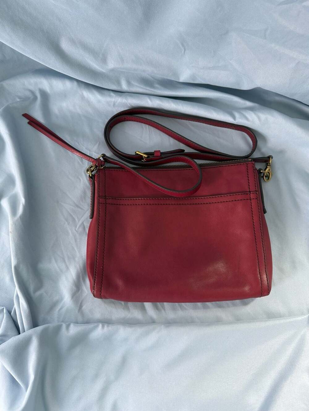 Fossil Red Leather Crossbody Shoulder Bag